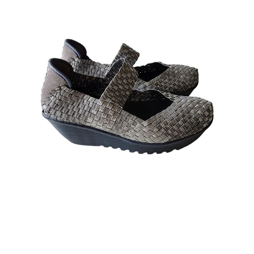 BERNIE MEV Gray Basket Weave Wedge Mary Jane SZ 39 (US 8.5) - NWOT